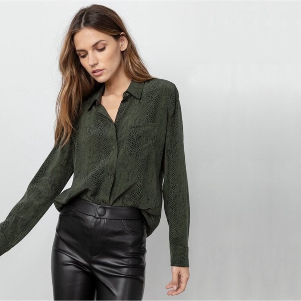 Rails Kate Silk Python Print Button Down Blouse I… - image 1